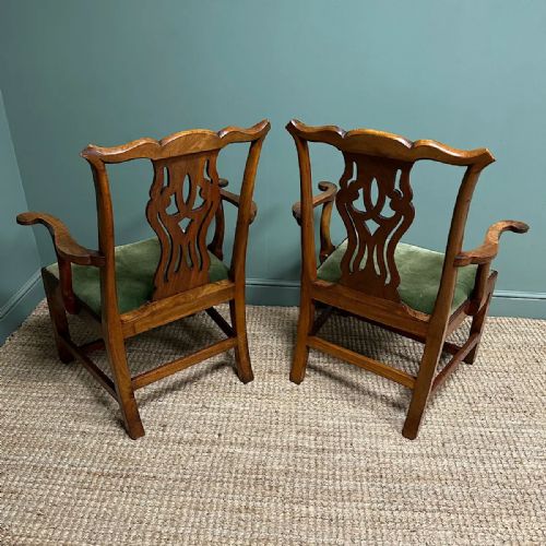 QUALITY PAIR OF ANTIQUE GEORGIAN CARVER ARM CHAIRS - ADDITIONAL PHOTO 3
