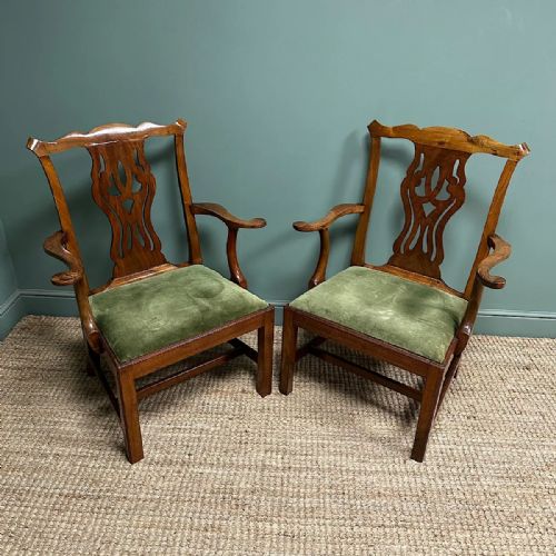 QUALITY PAIR OF ANTIQUE GEORGIAN CARVER ARM CHAIRS - ADDITIONAL PHOTO 4