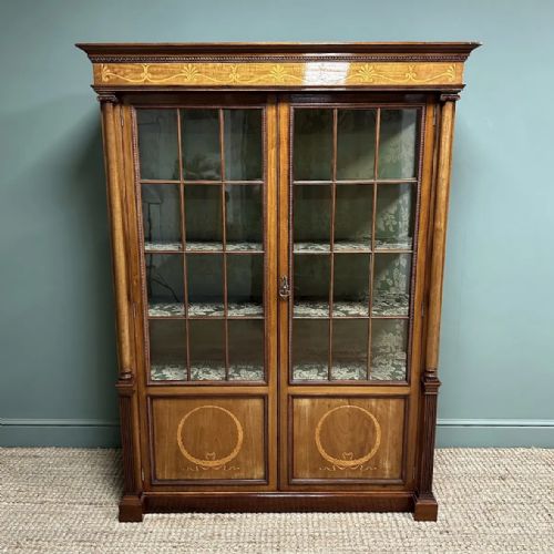 EXHIBITION QUALITY VICTORIAN INLAID ANTIQUE DISPLAY CABINET BOOKCASE - ADDITIONAL PHOTO 1
