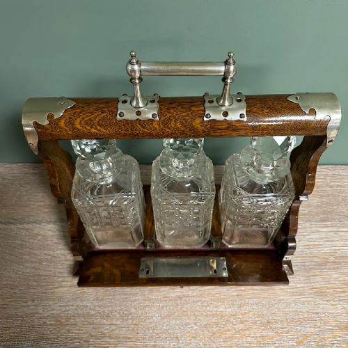 QUALITY VICTORIAN OAK ANTIQUE TANTALUS - ADDITIONAL PHOTO 3