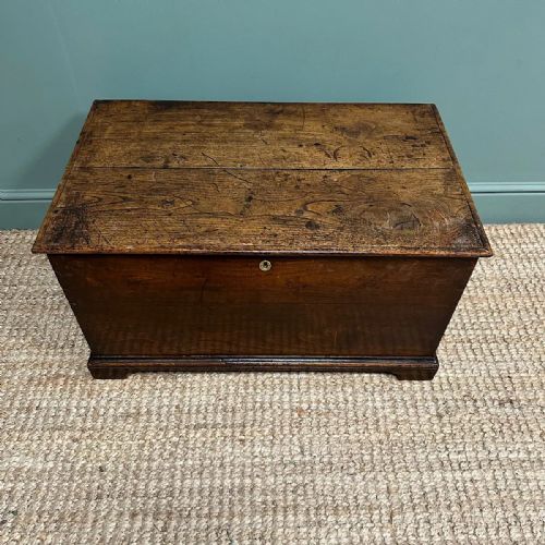 STUNNING18TH CENTURY SMALL PERIOD ELM ANTIQUE COFFER - ADDITIONAL PHOTO 2