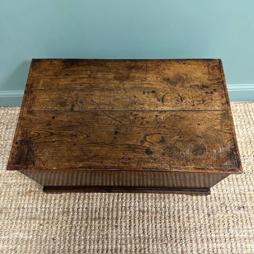 STUNNING18TH CENTURY SMALL PERIOD ELM ANTIQUE COFFER - ADDITIONAL PHOTO 3