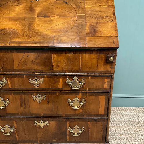 RARE YEW WOOD ANTIQUE GEORGIAN BUREAU - ADDITIONAL PHOTO 5