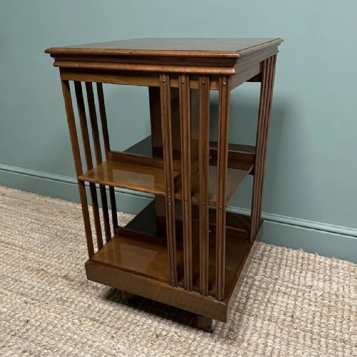 BEAUTIFUL WALNUT EDWARDIAN ANTIQUE REVOLVING BOOKCASE - ADDITIONAL PHOTO 2