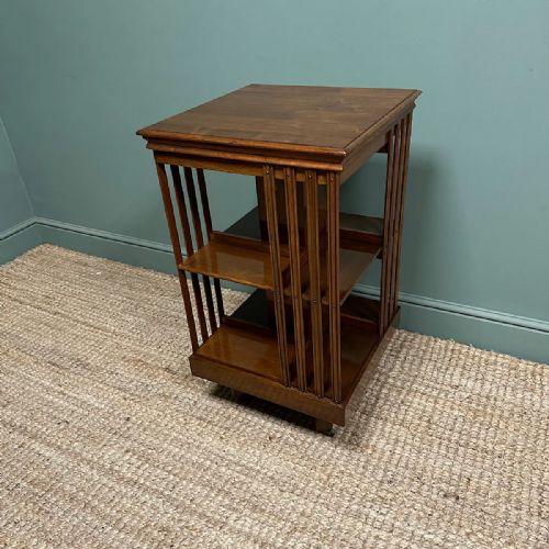 BEAUTIFUL WALNUT EDWARDIAN ANTIQUE REVOLVING BOOKCASE - ADDITIONAL PHOTO 5