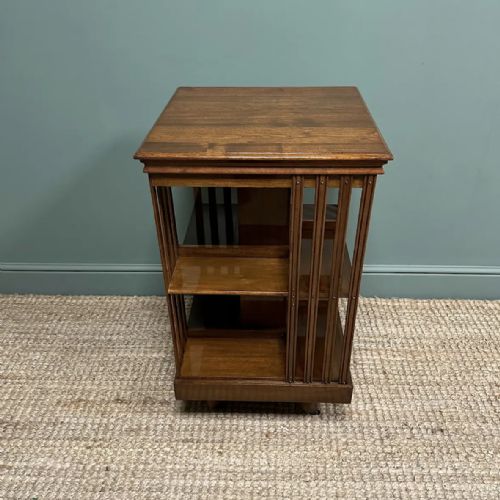 BEAUTIFUL WALNUT EDWARDIAN ANTIQUE REVOLVING BOOKCASE - ADDITIONAL PHOTO 6