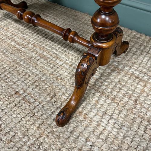 VICTORIAN INLAID ANTIQUE OVAL WALNUT TABLEVICTORIAN INLAID ANTIQUE OVAL WALNUT TABLE - ADDITIONAL PHOTO 3