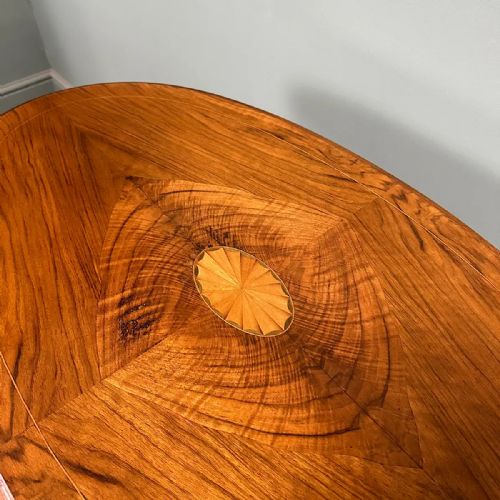VICTORIAN INLAID ANTIQUE OVAL WALNUT TABLEVICTORIAN INLAID ANTIQUE OVAL WALNUT TABLE - ADDITIONAL PHOTO 4