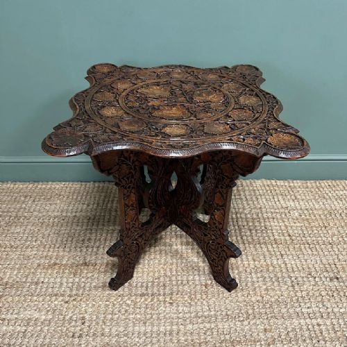RARE ANGLO INDIAN ANTIQUE CARVED TABLE - ADDITIONAL PHOTO 1