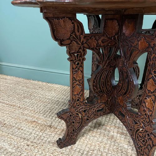 RARE ANGLO INDIAN ANTIQUE CARVED TABLE - ADDITIONAL PHOTO 4