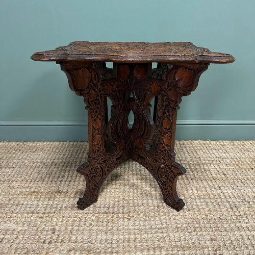 RARE ANGLO INDIAN ANTIQUE CARVED TABLE - ADDITIONAL PHOTO 5
