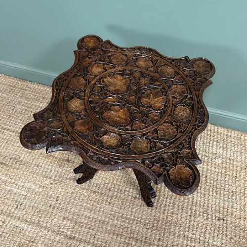 RARE ANGLO INDIAN ANTIQUE CARVED TABLE - ADDITIONAL PHOTO 6