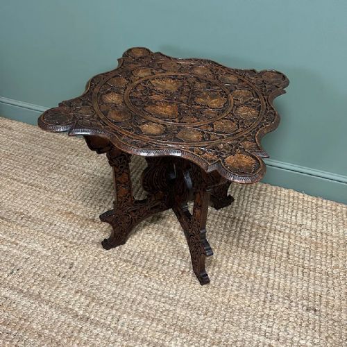 RARE ANGLO INDIAN ANTIQUE CARVED TABLE - ADDITIONAL PHOTO 7