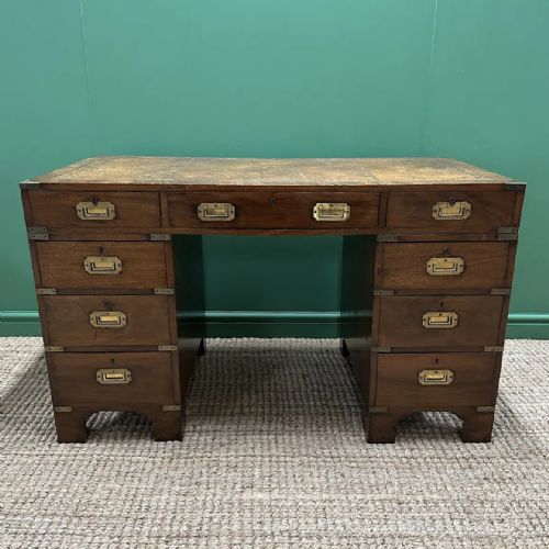 country house antique campaign desk - CATEGORY: ANTIQUE DESKS - DATED 1930