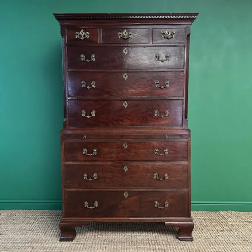 SUPERB QUALITY LARGE GEORGIAN MAHOGANY ANTIQUE CHEST - ADDITIONAL PHOTO 2