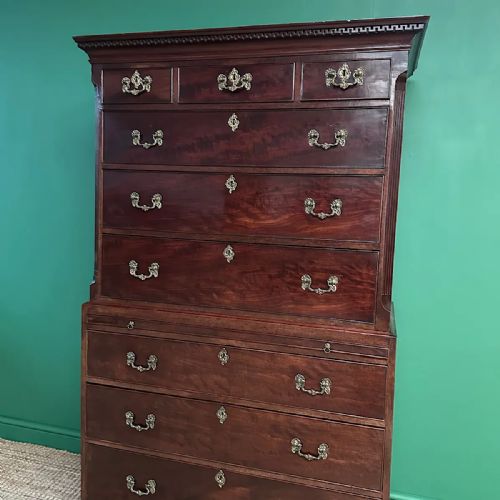 SUPERB QUALITY LARGE GEORGIAN MAHOGANY ANTIQUE CHEST - ADDITIONAL PHOTO 10