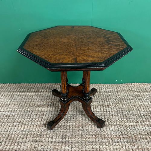 SMALL VICTORIAN AMBOYNA ANTIQUE OCCASIONAL TABLE - ADDITIONAL PHOTO 1