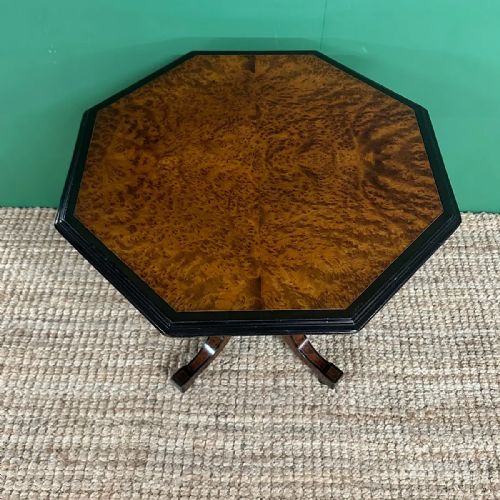 SMALL VICTORIAN AMBOYNA ANTIQUE OCCASIONAL TABLE - ADDITIONAL PHOTO 2