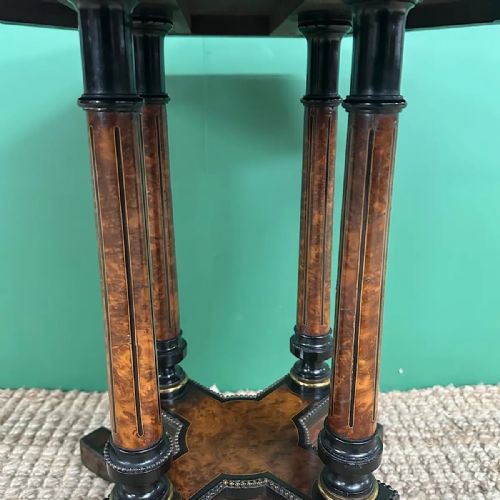 SMALL VICTORIAN AMBOYNA ANTIQUE OCCASIONAL TABLE - ADDITIONAL PHOTO 5