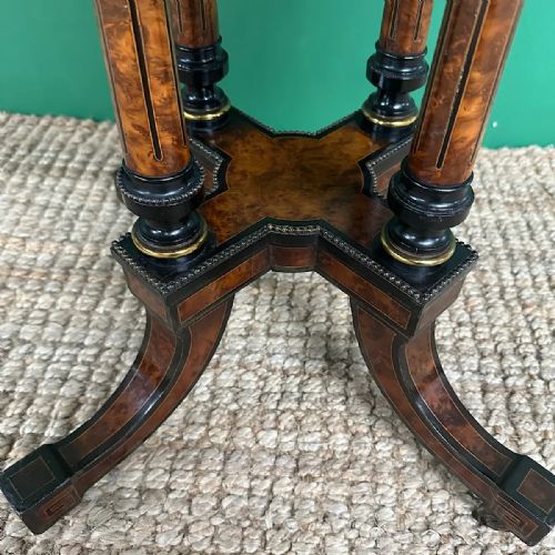 SMALL VICTORIAN AMBOYNA ANTIQUE OCCASIONAL TABLE - ADDITIONAL PHOTO 6