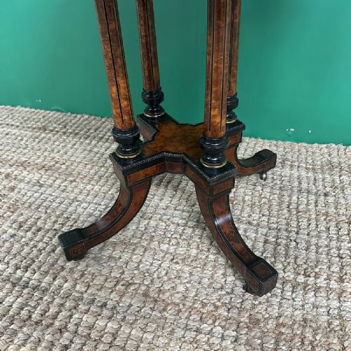 SMALL VICTORIAN AMBOYNA ANTIQUE OCCASIONAL TABLE - ADDITIONAL PHOTO 7