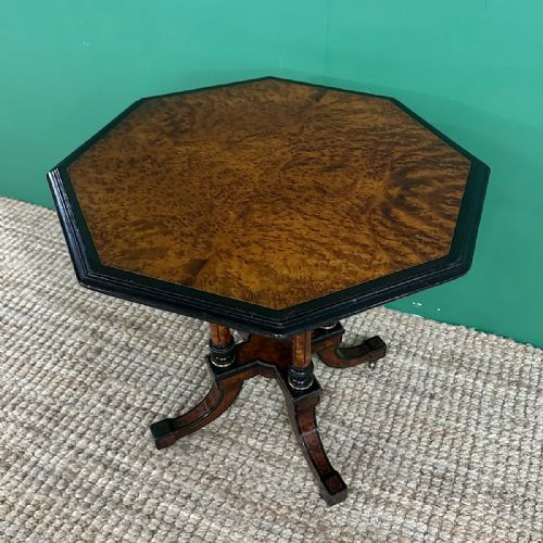 SMALL VICTORIAN AMBOYNA ANTIQUE OCCASIONAL TABLE - ADDITIONAL PHOTO 8