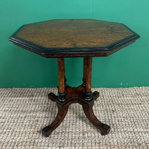SMALL VICTORIAN AMBOYNA ANTIQUE OCCASIONAL TABLE - ADDITIONAL PHOTO 9