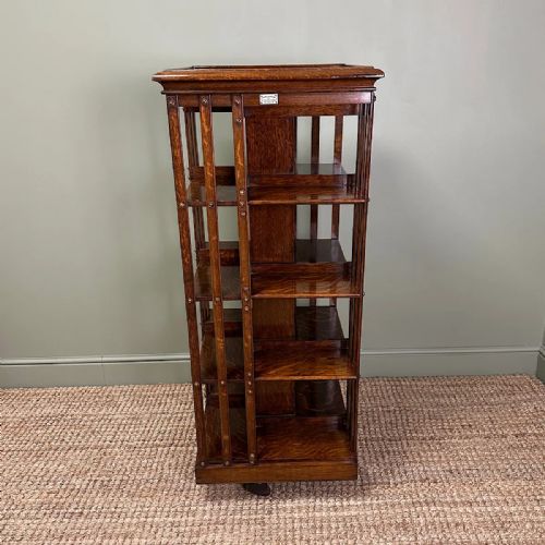 SUPERB QUALITY ANTIQUE VICTORIAN OAK REVOLVING BOOKCASE BY FRANCIS JAMES SMITH - ADDITIONAL PHOTO 1