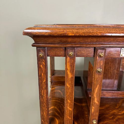 SUPERB QUALITY ANTIQUE VICTORIAN OAK REVOLVING BOOKCASE BY FRANCIS JAMES SMITH - ADDITIONAL PHOTO 5