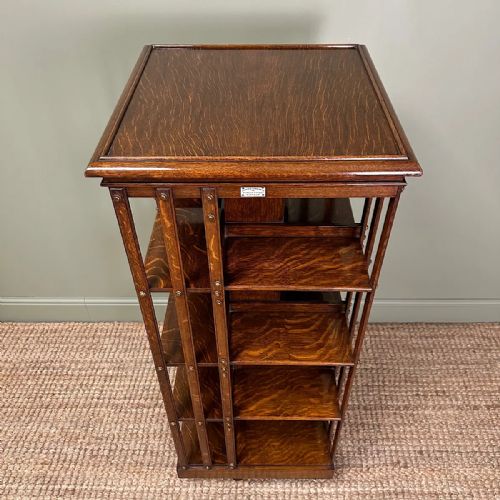 SUPERB QUALITY ANTIQUE VICTORIAN OAK REVOLVING BOOKCASE BY FRANCIS JAMES SMITH - ADDITIONAL PHOTO 6