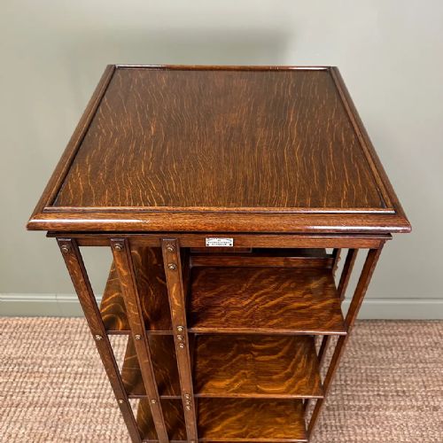 SUPERB QUALITY ANTIQUE VICTORIAN OAK REVOLVING BOOKCASE BY FRANCIS JAMES SMITH - ADDITIONAL PHOTO 7