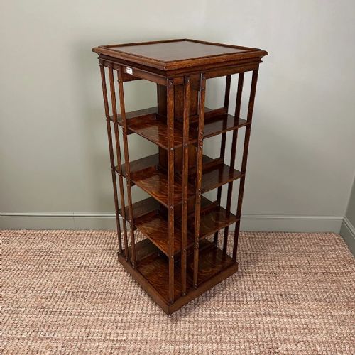 SUPERB QUALITY ANTIQUE VICTORIAN OAK REVOLVING BOOKCASE BY FRANCIS JAMES SMITH - ADDITIONAL PHOTO 8