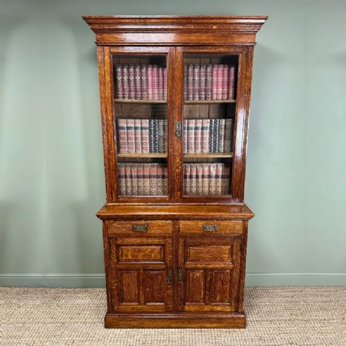 fig 1. Quality Victorian Antique Oak Bookcase 
