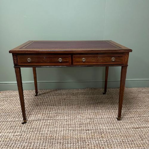 superb quality antique inlaid writing table by jas shoolbred co - CATEGORY: ANTIQUE TABLES - DATED 19TH CENTURY
