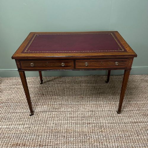 SUPERB QUALITY ANTIQUE INLAID WRITING TABLE BY JAS SHOOLBRED CO - ADDITIONAL PHOTO 2