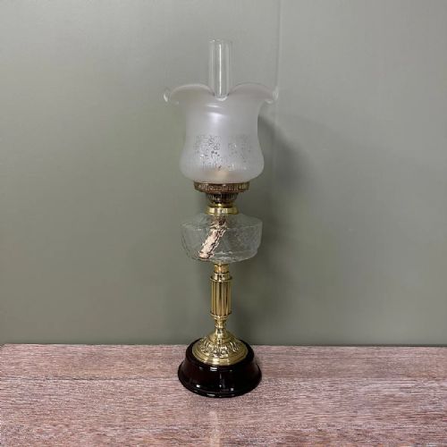 SPECTACULAR 19TH CENTURY BRASS ANTIQUE OIL LAMP - ADDITIONAL PHOTO 4