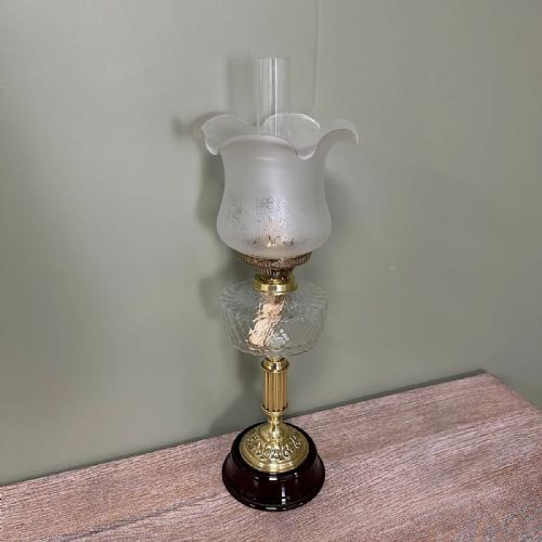SPECTACULAR 19TH CENTURY BRASS ANTIQUE OIL LAMP - ADDITIONAL PHOTO 5