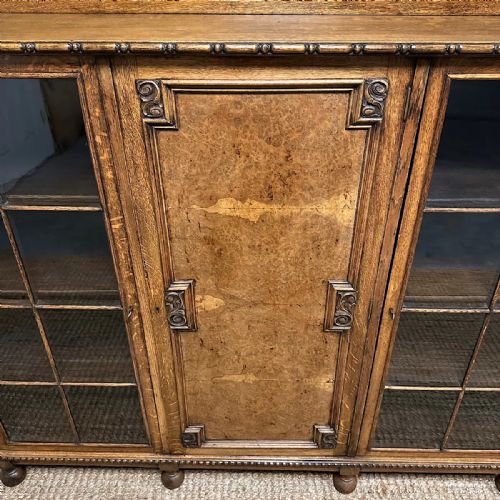 QUALITY EDWARDIAN OAK ANTIQUE BOOKCASE - ADDITIONAL PHOTO 2