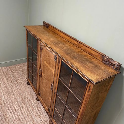 QUALITY EDWARDIAN OAK ANTIQUE BOOKCASE - ADDITIONAL PHOTO 4