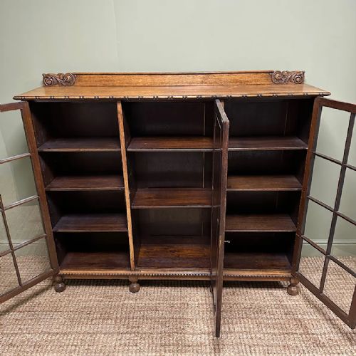 QUALITY EDWARDIAN OAK ANTIQUE BOOKCASE - ADDITIONAL PHOTO 6