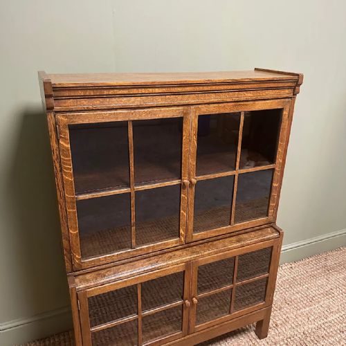 STUNNING SMALL EDWARDIAN OAK ANTIQUE ARTS AND CRAFTS BOOKCASE - ADDITIONAL PHOTO 2