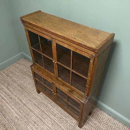 STUNNING SMALL EDWARDIAN OAK ANTIQUE ARTS AND CRAFTS BOOKCASE - ADDITIONAL PHOTO 5
