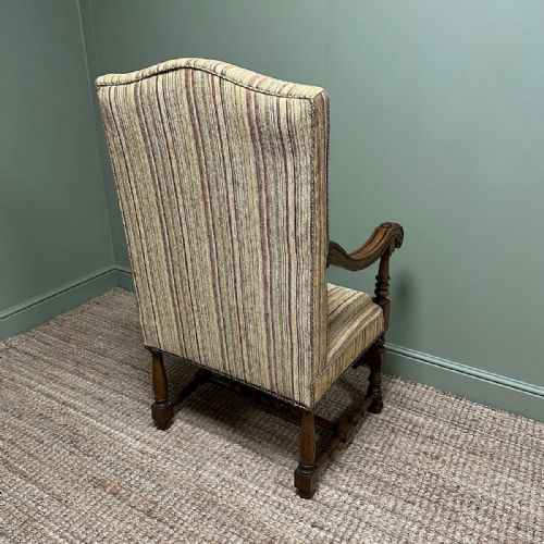 QUALITY LARGE UPHOLSTERED ANTIQUE ARM CHAIR THRONE CHAIR - ADDITIONAL PHOTO 7