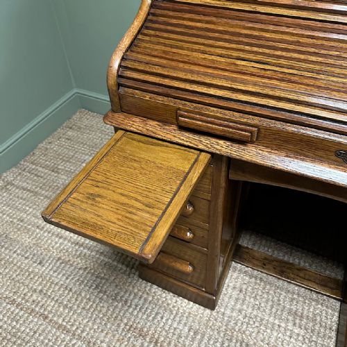QUALITY ANTIQUE OAK ROLL TOP DESK BY LEBUS - ADDITIONAL PHOTO 5
