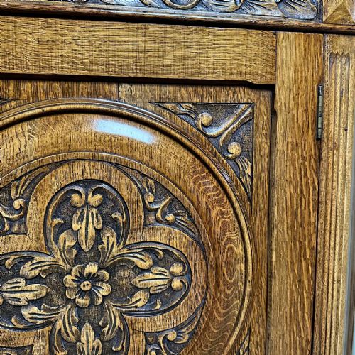 QUALITY OAK ANTIQUE HALL WARDROBE CUPBOARD - ADDITIONAL PHOTO 3