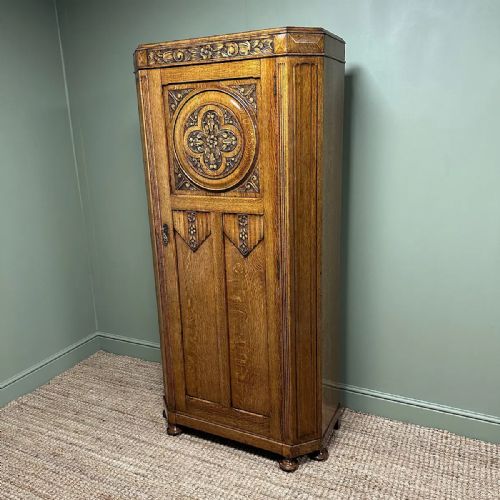 QUALITY OAK ANTIQUE HALL WARDROBE CUPBOARD - ADDITIONAL PHOTO 7