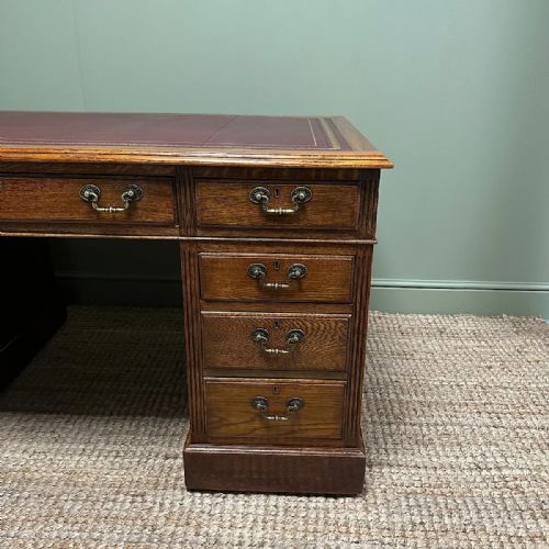 QUALITY VICTORIAN OAK ANTIQUE DESK - ADDITIONAL PHOTO 4