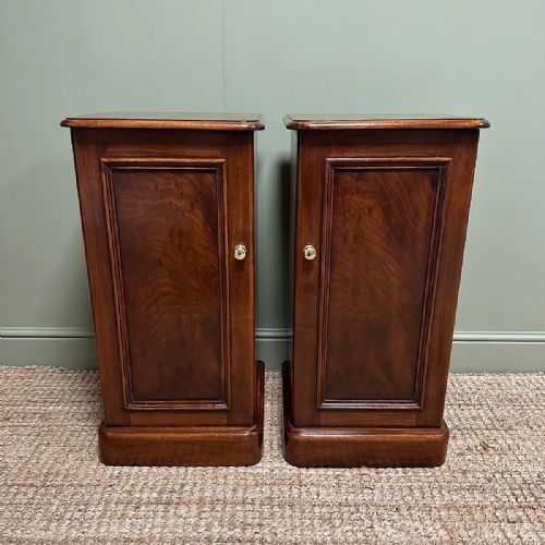 antique victorian mahogany pair of bedside cabinets - CATEGORY: ANTIQUE CUPBOARDS - DATED 19TH CENTURY