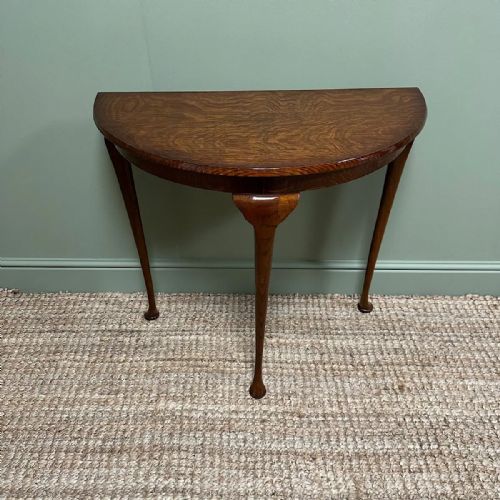 stunning small demi lune side table - CATEGORY: ANTIQUE TABLES - DATED 1930