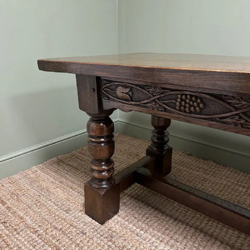 QUALITY SOLID OAK ANTIQUE REFECTORY TABLE - ADDITIONAL PHOTO 4